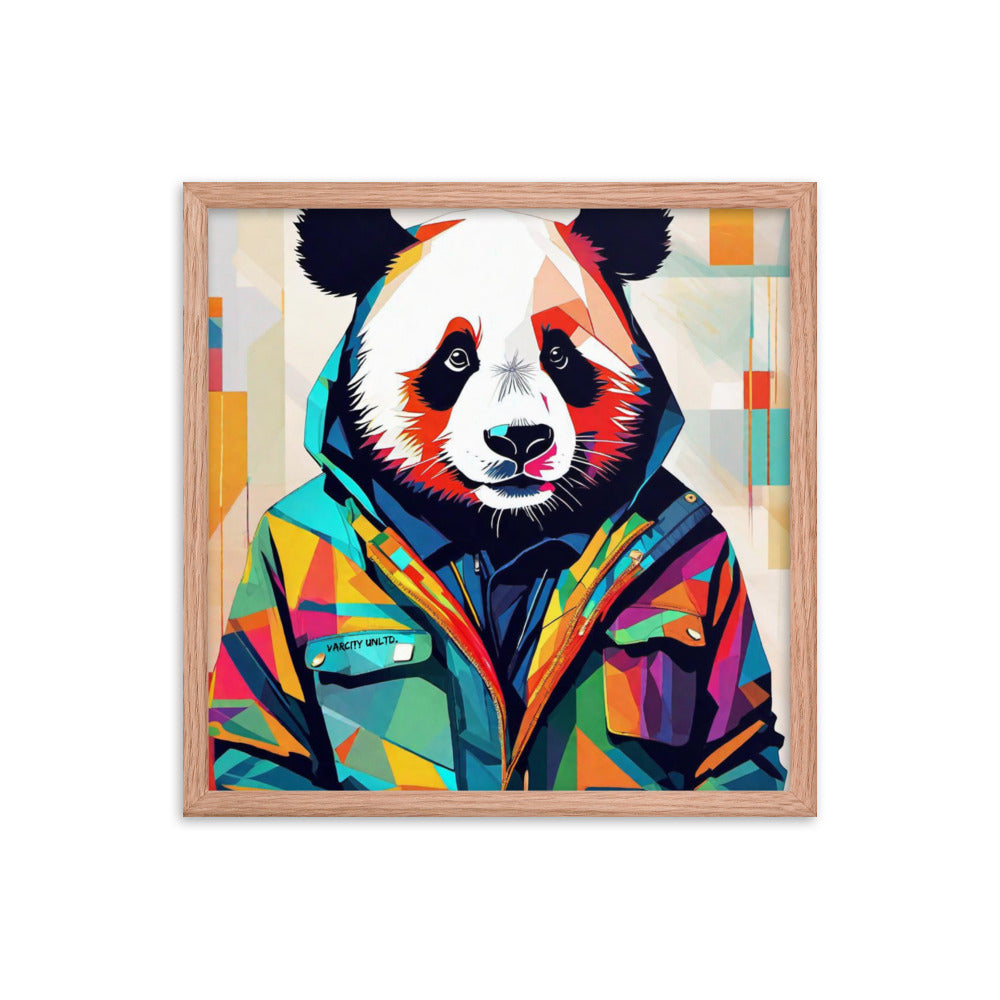 Varcity Unltd Framed Panda Poster - Red Oak / 18″×18″