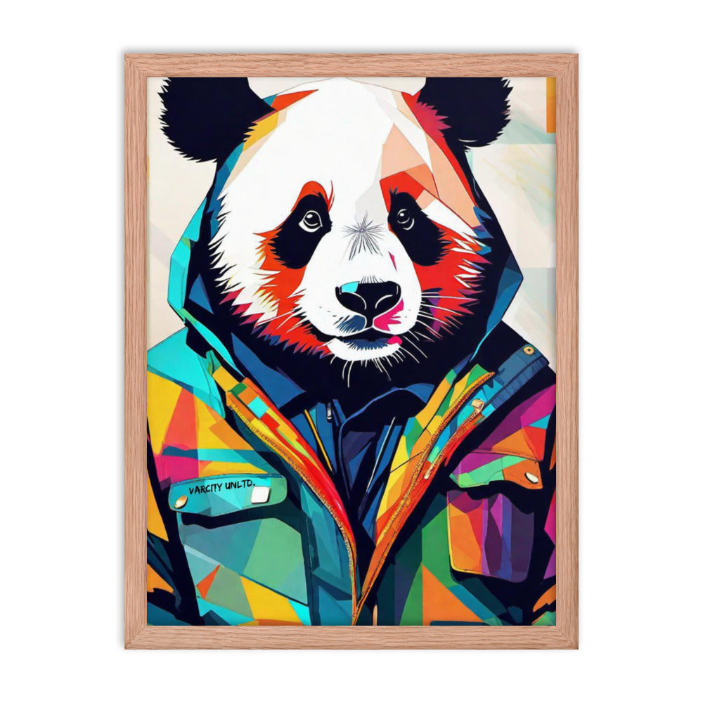 Varcity Unltd Framed Panda Poster - Red Oak / 18″×24″