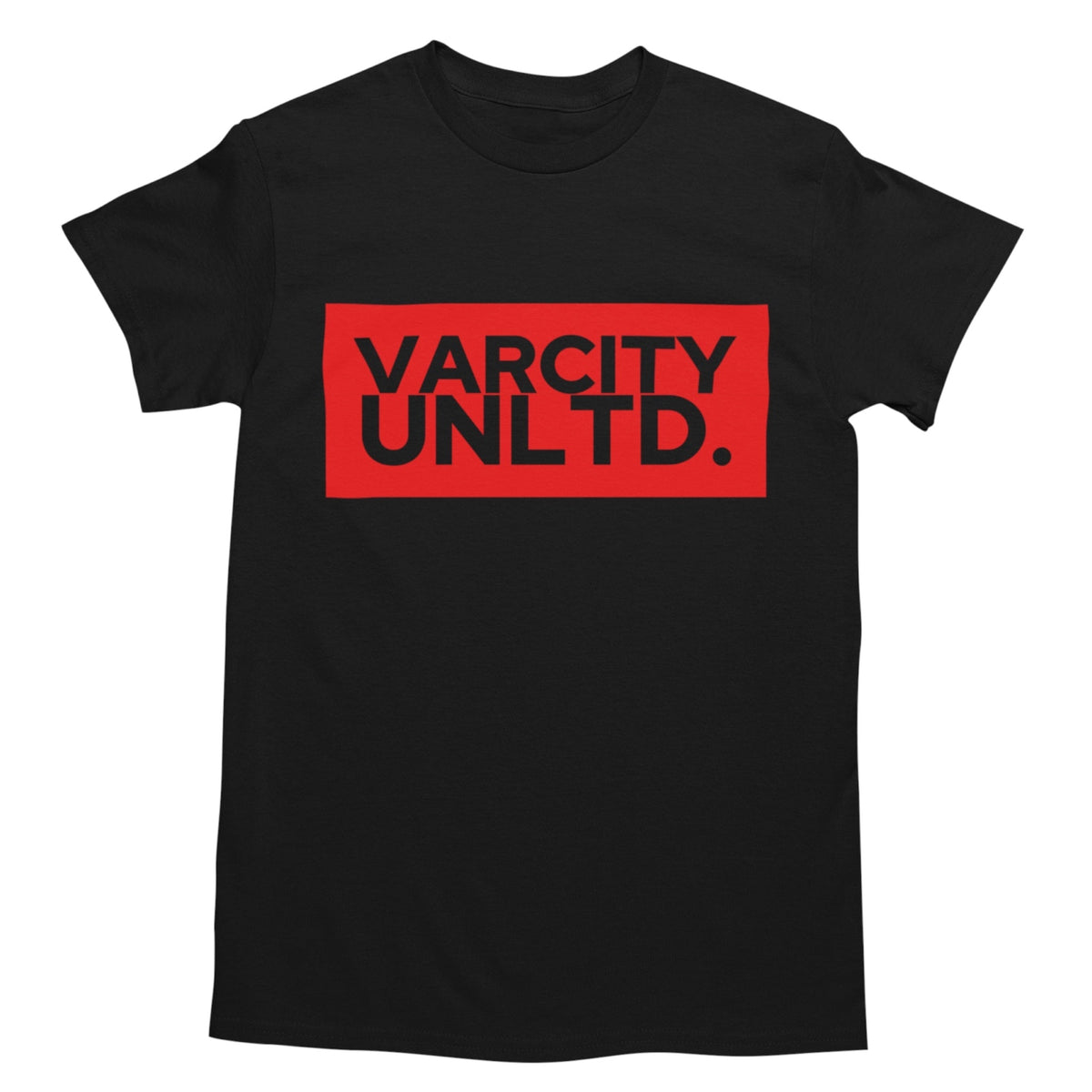 Varcity Unltd ® Red Bold Logo Tee Black