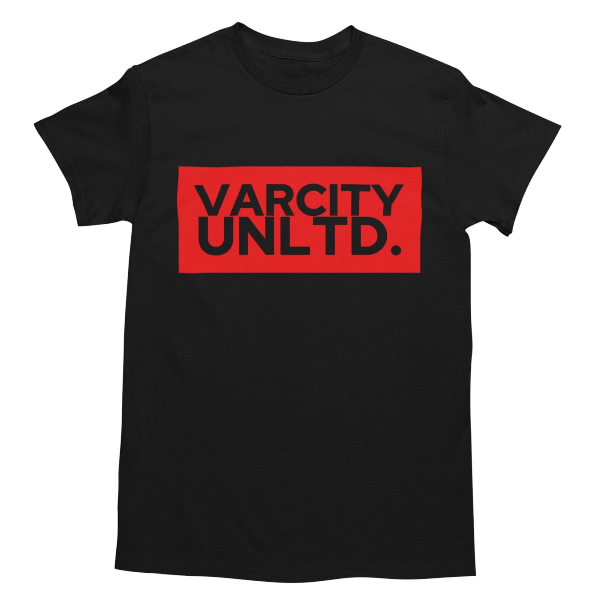 Varcity Unltd ® Red Bold Logo Tee Black