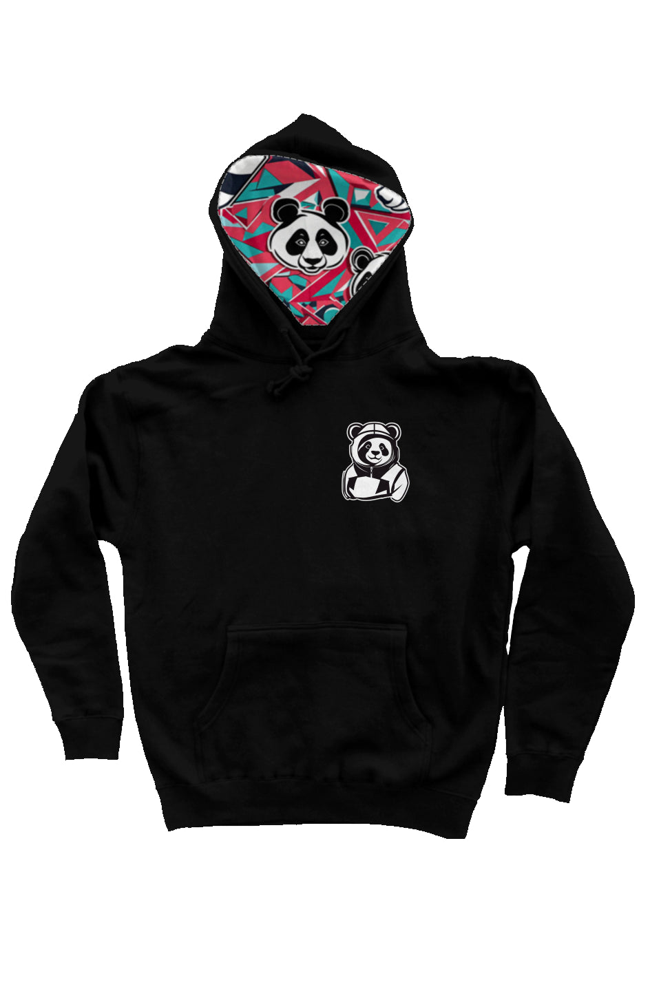 Varcity Vibes Panda Pullover Hoodie Black