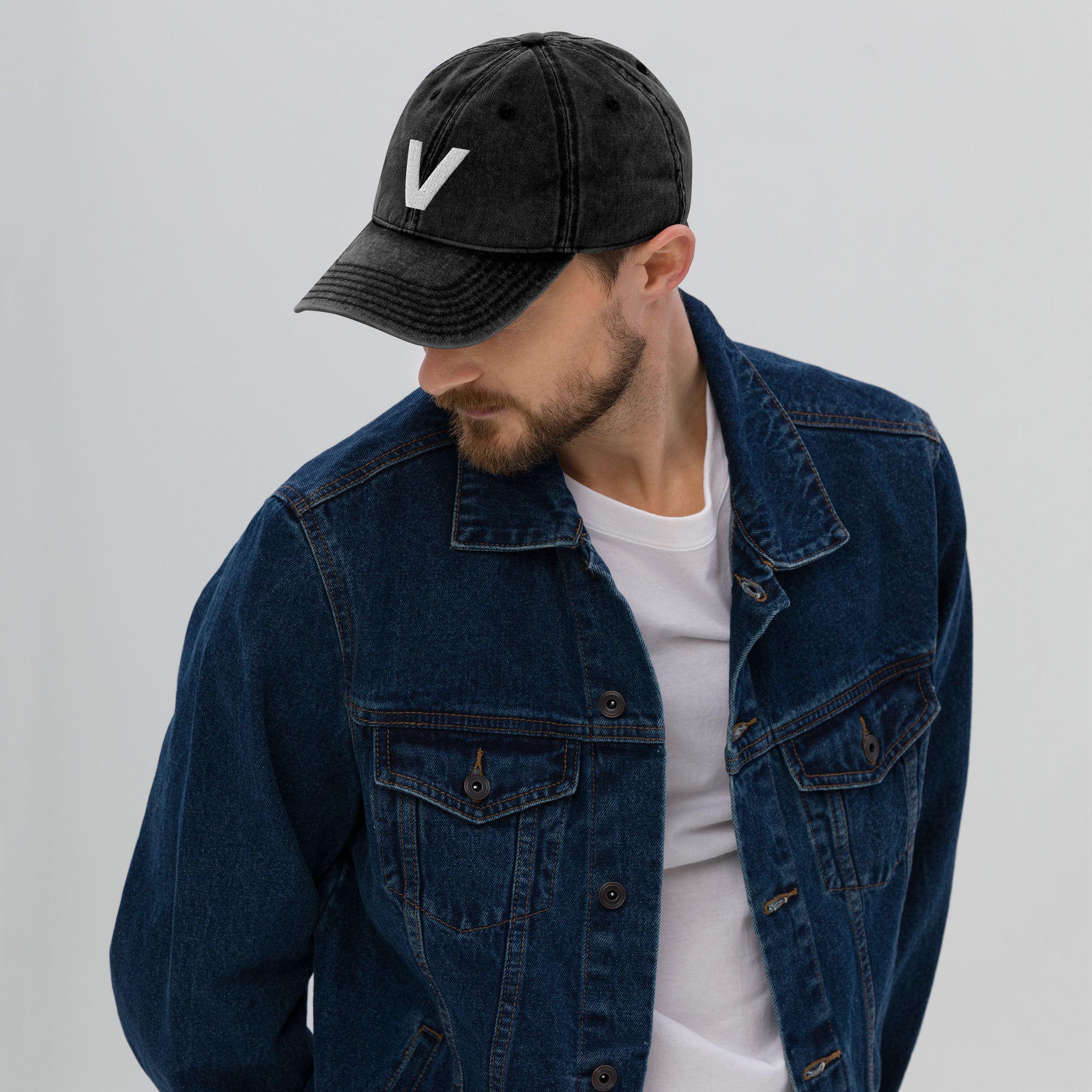 Varcity Vintage Denim Cotton Twill Dad Hat Black