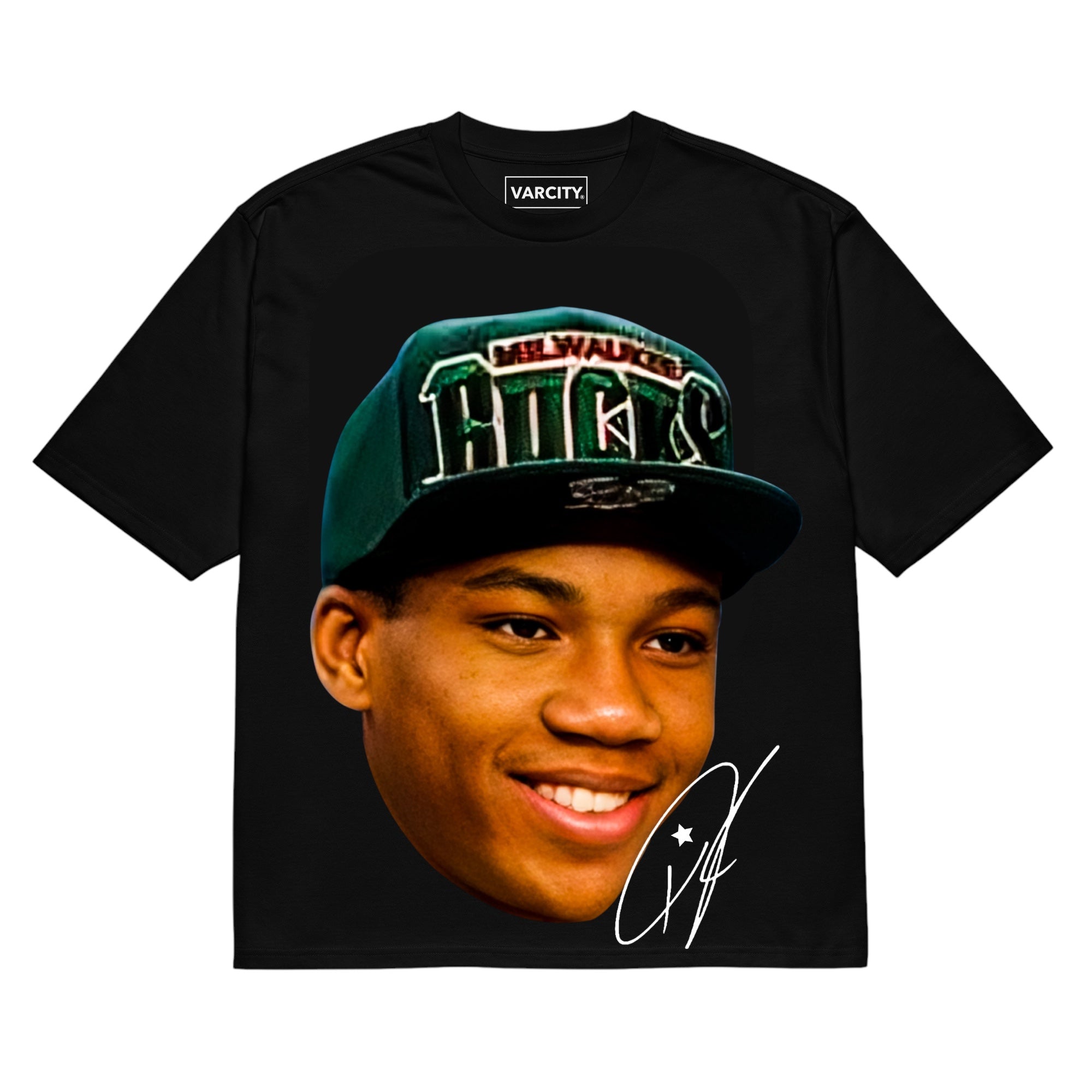 Varcity Vintage Giannis Antetokounmpo Draft Day Big Face Heavyweight T-Shirt Black