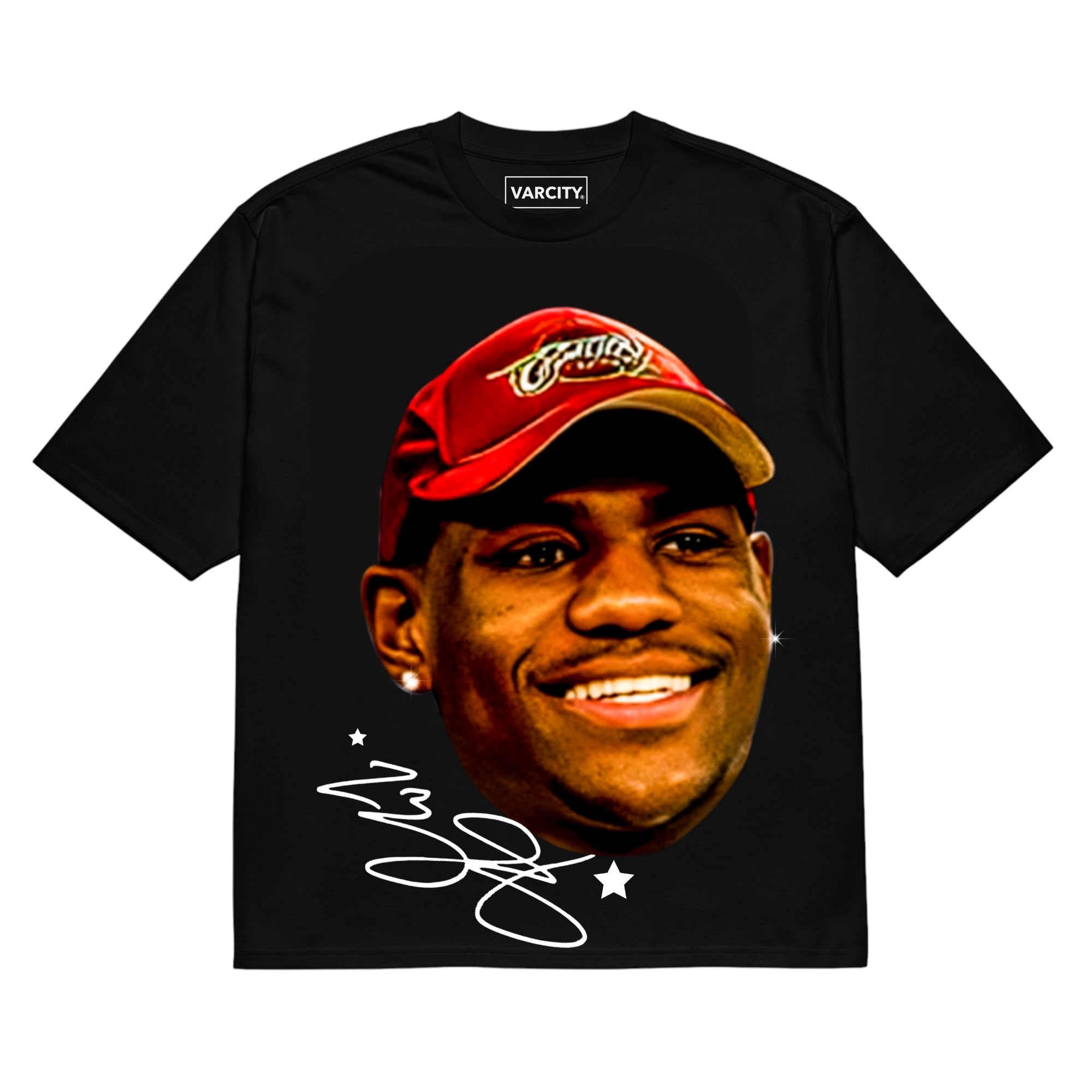 Varcity Vintage Lebron James Draft Day Big Face Heavyweight T-Shirt Black