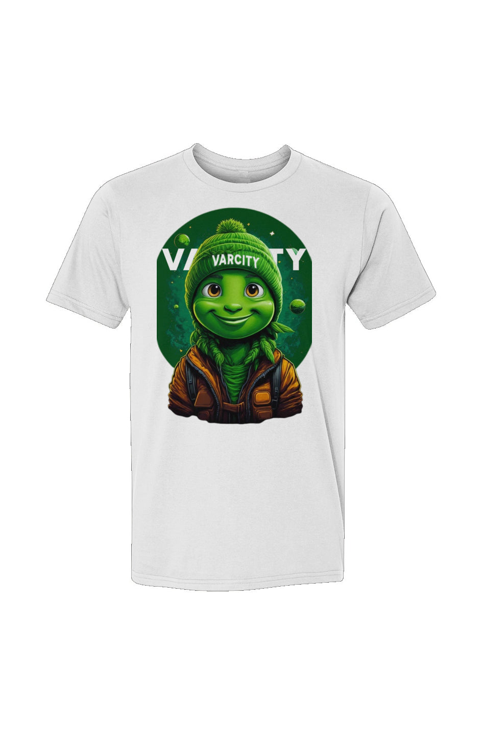 Varcity Wrld Green Boy Varcity Wrld ® Green Boy Tee White