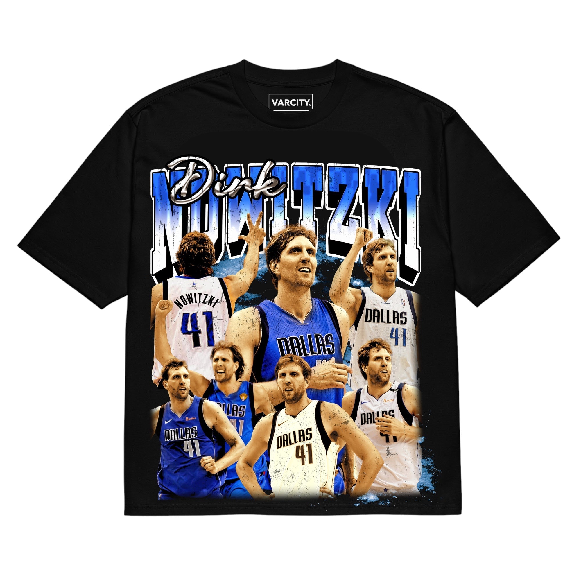 Vintage Varcity Dirk Nowitzki Heavyweight Vintage T-Shirt Black